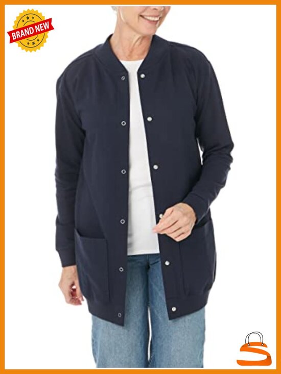 Sweaters - Women Fleece Snap Button Cardigan Sweatshirt Coat Soft Warm Jacket with Pockets